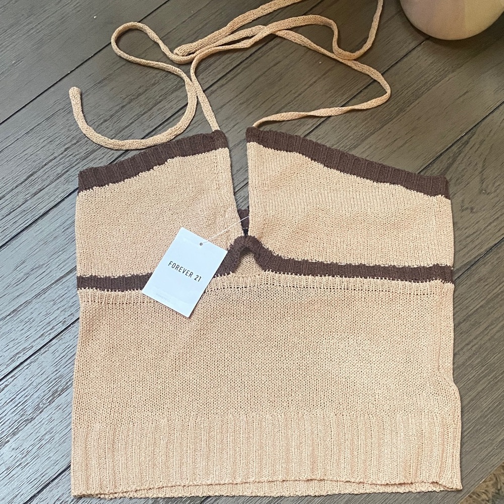 Forever 21 Beige and Chocolate Knit Top